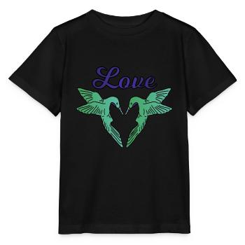 Herz aus Zwei Kolibris - Love - Stanley/Stella Kinder T-Shirt MINI CREATOR  - Schwarz - Vorne - Mikhail (115cm)