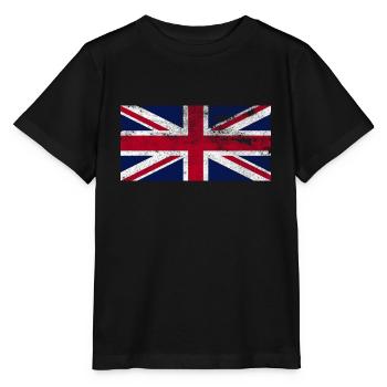 Union Jack Retro - Stanley/Stella Kinder T-Shirt MINI CREATOR  - Schwarz - Vorne - Mikhail (115cm)