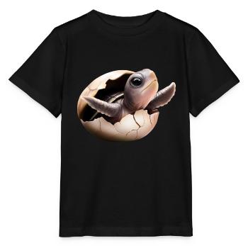 Turtle hatches from the egg - Stanley/Stella MINI CREATOR Kids’ T-Shirt - black - Front - Mikhail (115cm)