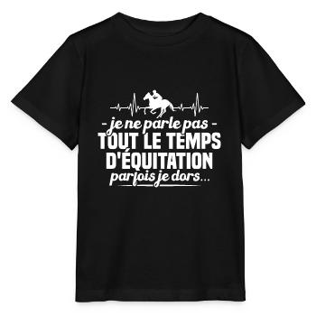 Je ne parle pas tout le temps d'équitation humour - T-shirt bio MINI CREATOR Stanley/Stella Enfant - noir - Devant - Mikhail (115cm)