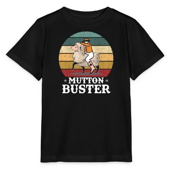 Vintage Mutton Buster Sheep Riding Shepherd - Stanley/Stella MINI CREATOR Kids’ T-Shirt - black - Front - Mikhail (115cm)