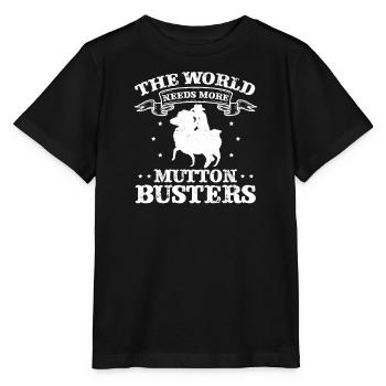 World Needs More Mutton Busters Sheep Rider - Stanley/Stella MINI CREATOR Kids’ T-Shirt - black - Front - Mikhail (115cm)
