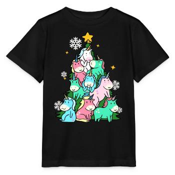 Einhorn-Tanne - Stanley/Stella Kinder T-Shirt MINI CREATOR  - Schwarz - Vorne - Mikhail (115cm)