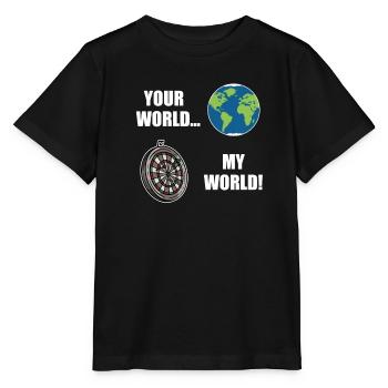 Deine Welt Meine Dart Welt Dartboard Erdkugel - Stanley/Stella Kinder T-Shirt MINI CREATOR  - Schwarz - Vorne - Mikhail (115cm)