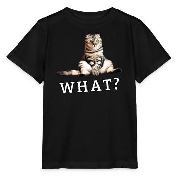Cat – What? - Stanley/Stella MINI CREATOR Kids’ T-Shirt - black - Front - Mikhail (115cm)