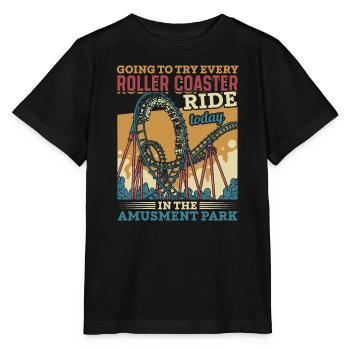 Roller coasters amusement park amusement park Vintage - Stanley/Stella MINI CREATOR Kids’ T-Shirt - black - Front - Mikhail (115cm)