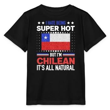Super Hot Chilean All Natural Chilean Flag - Stanley/Stella MINI CREATOR Kids’ T-Shirt - black - Front - Mikhail (115cm)