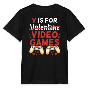 Video Games Valentine's Day Valentine Video Games - Stanley/Stella MINI CREATOR Kids’ T-Shirt - black - Front - Mikhail (115cm)