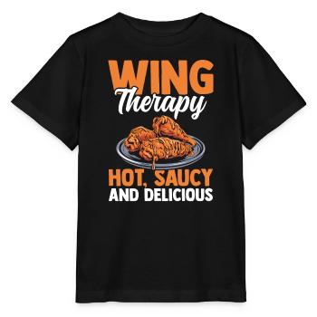 Hot Wings Chicken Spicy Hühnerflügel Junk Food - Stanley/Stella Kinder T-Shirt MINI CREATOR  - Schwarz - Vorne - Mikhail (115cm)