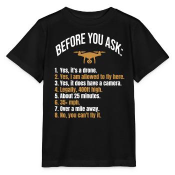 Avant de demander à Drone - T-shirt bio MINI CREATOR Stanley/Stella Enfant - noir - Devant - Mikhail (115cm)