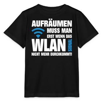 Erst aufräumen wenn das WLAN Signal schwach wird - Stanley/Stella Kinder T-Shirt MINI CREATOR  - Schwarz - Vorne - Mikhail (115cm)