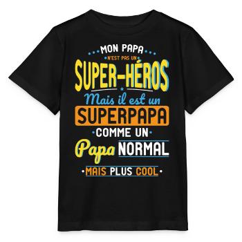 Mein Papa ist kein Superheld, sondern ein Supervater - Stanley/Stella Kinder T-Shirt MINI CREATOR  - Schwarz - Vorne - Mikhail (115cm)