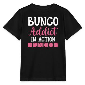 Bunco Addict In Action - Würfelabend Würfeln - Stanley/Stella Kinder T-Shirt MINI CREATOR  - Schwarz - Vorne - Mikhail (115cm)