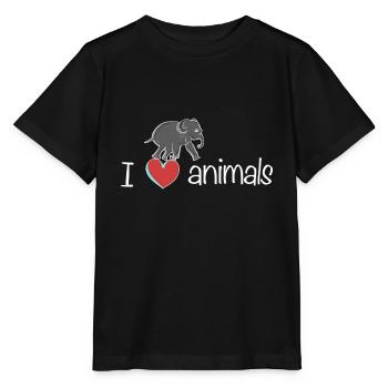 J’aime les animaux éléphant amour animal - T-shirt bio MINI CREATOR Stanley/Stella Enfant - noir - Devant - Mikhail (115cm)