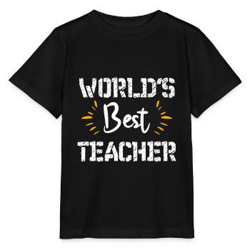 teacher world s best teacher - Stanley/Stella Kinder T-Shirt MINI CREATOR  - Schwarz - Vorne - Mikhail (115cm)