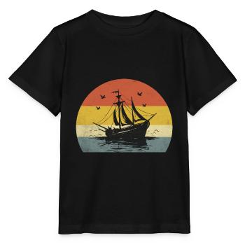 Retro Bootfahren Paddelboot - Stanley/Stella Kinder T-Shirt MINI CREATOR  - Schwarz - Vorne - Mikhail (115cm)