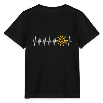 Kardiogramm und Sonne - Sonne im Herzen - Stanley/Stella Kinder T-Shirt MINI CREATOR  - Schwarz - Vorne - Mikhail (115cm)