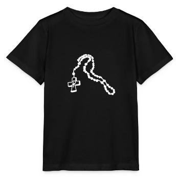 Cross, fish, Christian, rosary, symbol - Stanley/Stella MINI CREATOR Kids’ T-Shirt - black - Front - Mikhail (115cm)