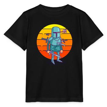 Cartoon Knight Sunset - T-shirt bio MINI CREATOR Stanley/Stella Enfant - noir - Devant - Mikhail (115cm)