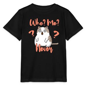 Who, me? Never - Erschrockene Katze - Stanley/Stella Kinder T-Shirt MINI CREATOR  - Schwarz - Vorne - Mikhail (115cm)