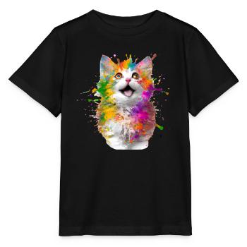 Künstlerische Katze - Stanley/Stella Kinder T-Shirt MINI CREATOR  - Schwarz - Vorne - Mikhail (115cm)