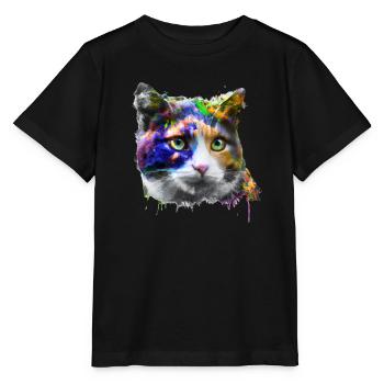 Künstlerische Katze - Stanley/Stella Kinder T-Shirt MINI CREATOR  - Schwarz - Vorne - Mikhail (115cm)