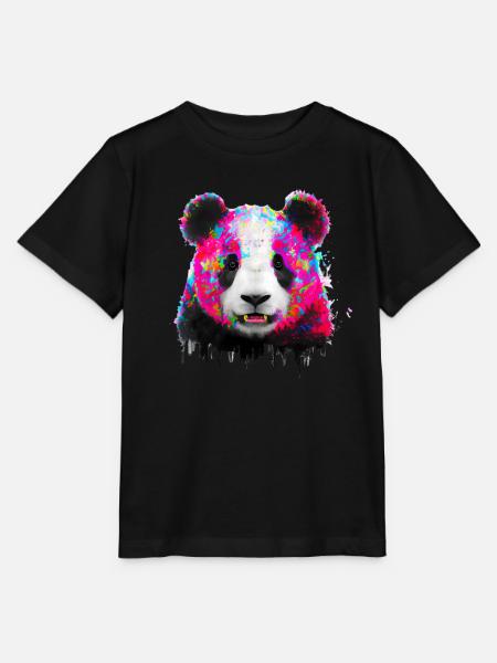 Farbexplosion Panda Bär - Stanley/Stella Kinder T-Shirt MINI CREATOR - Schwarz