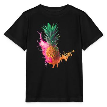 Farbenfrohe Ananas - Stanley/Stella Kinder T-Shirt MINI CREATOR  - Schwarz - Vorne - Mikhail (115cm)