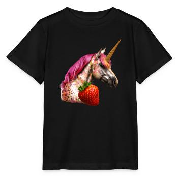 Jordbær enhjørning Design - Stanley/Stella T-shirt MINI CREATOR til børn - sort - Foran - Mikhail (115cm)