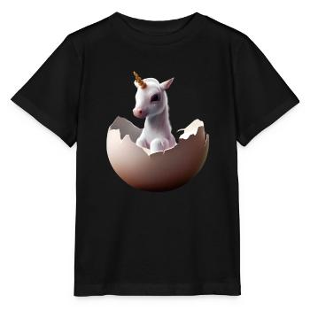 Bébé licorne à couver - T-shirt bio MINI CREATOR Stanley/Stella Enfant - noir - Devant - Mikhail (115cm)