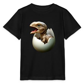 Baby dinosaur hatches from egg - Stanley/Stella MINI CREATOR Kids’ T-Shirt - black - Front - Mikhail (115cm)