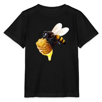 Abeille en nid d’abeille - T-shirt bio MINI CREATOR Stanley/Stella Enfant - noir - Devant - Mikhail (115cm)