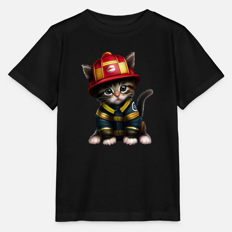 Chat pompier - T-shirt bio MINI CREATOR Stanley/Stella Enfant - noir