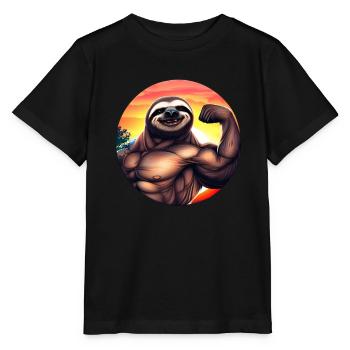 Muscular sloth in sunset - Stanley/Stella MINI CREATOR Kids’ T-Shirt - black - Front - Mikhail (115cm)