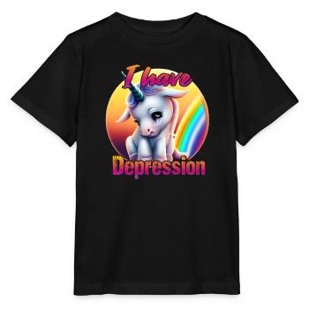 Licorne déprimée au coucher du soleil - T-shirt bio MINI CREATOR Stanley/Stella Enfant - noir - Devant - Mikhail (115cm)