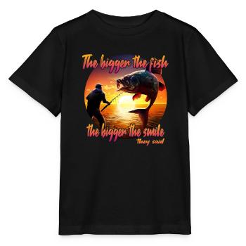 Plus le poisson est gros, plus le sourire est grand - T-shirt bio MINI CREATOR Stanley/Stella Enfant - noir - Devant - Mikhail (115cm)