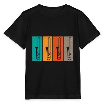 Tromboniste Rétro Trombone Marching Band Tro - T-shirt bio MINI CREATOR Stanley/Stella Enfant - noir - Devant - Mikhail (115cm)