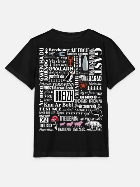 LES MOTS DE LA BRETAGNE - Breizh - BZH - 3 - T-shirt bio MINI CREATOR Stanley/Stella Enfant - noir