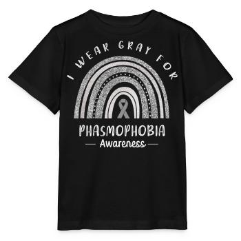 Nous portons du gris pour la conscience de la phasmophobie - T-shirt bio MINI CREATOR Stanley/Stella Enfant - noir - Devant - Mikhail (115cm)