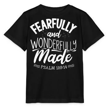 Anxious and Wonderfully Made Psalm 139 - Stanley/Stella MINI CREATOR Kids’ T-Shirt - black - Front - Mikhail (115cm)