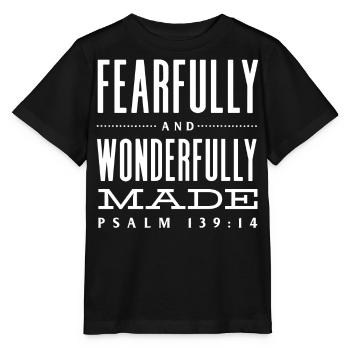 Anxious and Wonderfully Made Psalm 139 - Stanley/Stella MINI CREATOR Kids’ T-Shirt - black - Front - Mikhail (115cm)