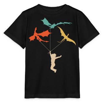Funny Trendy Little Girl With Dragon - Stanley/Stella MINI CREATOR Kids’ T-Shirt - black - Front - Mikhail (115cm)