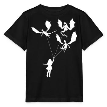 Funny Trendy Little Girl With Dragon - Stanley/Stella MINI CREATOR Kids’ T-Shirt - black - Front - Mikhail (115cm)