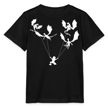 Funny Trendy Little Boy With Dragon - Stanley/Stella MINI CREATOR Kids’ T-Shirt - black - Front - Mikhail (115cm)