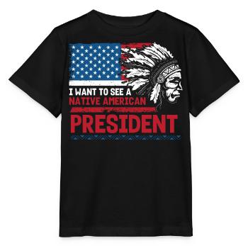 Ich Möchte Einen Indianischen Präsidenten Sehen - Stanley/Stella Kinder T-Shirt MINI CREATOR  - Schwarz - Vorne - Mikhail (115cm)
