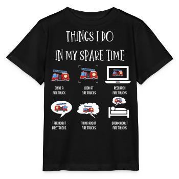 Ce que je fais, camion de pompiers, camions de pompiers - T-shirt bio MINI CREATOR Stanley/Stella Enfant - noir - Devant - Mikhail (115cm)