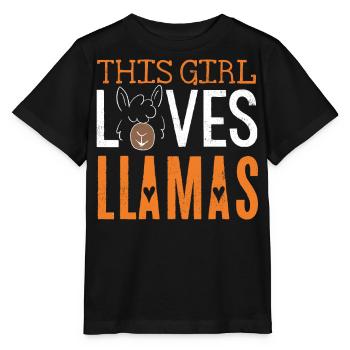 Cette fille aime les lamas, les lamas, les lamas - T-shirt bio MINI CREATOR Stanley/Stella Enfant - noir - Devant - Mikhail (115cm)