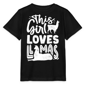 Cette fille aime les lamas, les lamas, les lamas - T-shirt bio MINI CREATOR Stanley/Stella Enfant - noir - Devant - Mikhail (115cm)