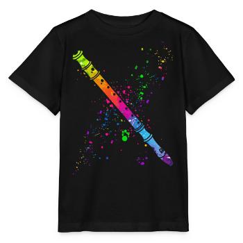 Flûte, Jouer de la flûte, - T-shirt bio MINI CREATOR Stanley/Stella Enfant - noir - Devant - Mikhail (115cm)