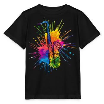 Saxofon, SAXofonist - Stanley/Stella Kinder T-Shirt MINI CREATOR  - Schwarz - Vorne - Mikhail (115cm)